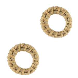 Colgantes rat&aacute;n 24mm Beige natural