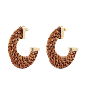Pendientes Trendy r&aacute;tan Marrone natural