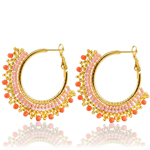 Pendientes Acero Inox abolorios Naranja-dorado