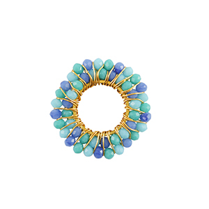 Colgantes Acero Inox faceteados 24mm Azul-dorado