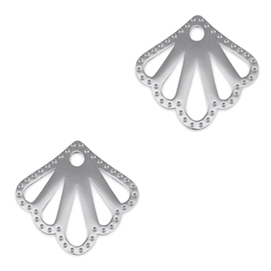 Colgantes Acero Inox entrepieza concha Plateado