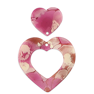Colgantes llamativos coraz&oacute;n Magenta m&aacute;rmol