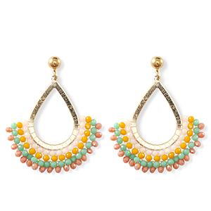 Pendientes faceteados gota Dorado-multicolor
