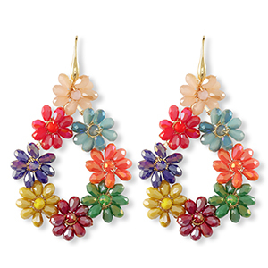 Pendientes faceteados gota Dorado-multicolor