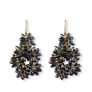 Pendientes faceteados gota Dorado-azul noche