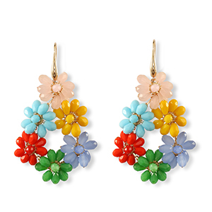 Pendientes faceteados gota Dorado-multicolor