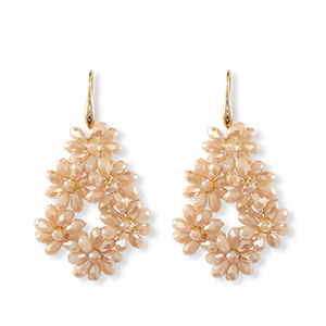Pendientes faceteados gota Dorado-beige latte