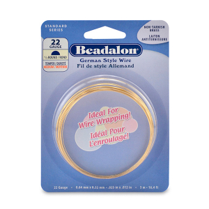 Beadalon Hilo estilo Alem&aacute;n semirredondo Calibre 22 Dorado