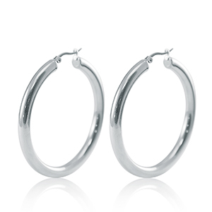 Pendientes Acero Inox criolla 50mm Plateado