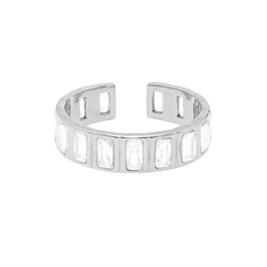 Anillos Acero Inox cristal Plateado