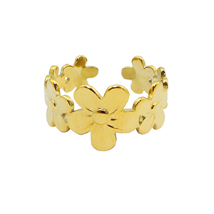 Anillos Acero Inox flor Dorado