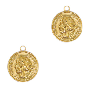 Colgantes Acero Inox moneda Dorado
