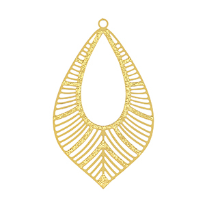 Colgantes Acero Inox bohemios hoja Dorado