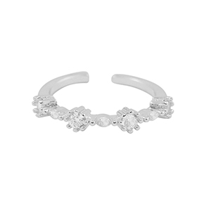 Metal TQ lat&oacute;n anillo zirconia Plateado-cristal