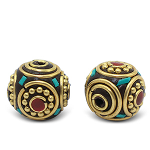 Abalorios bohemios Turquesa-rojo oro antico
