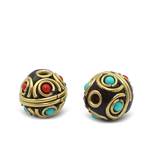 Abalorios bohemios Turquesa-rojo oro antico