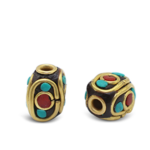 Abalorios bohemios Turquesa-rojo oro antico