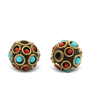Abalorios bohemios Turquesa-rojo oro antico