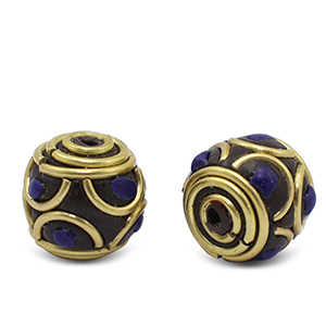 Abalorios bohemios Azul real oscuro-oro antico