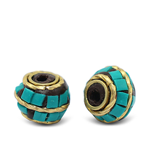 Abalorios bohemios Turquesa-oro antico