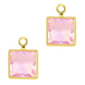 Colgantes de cristal cuadrado Rosa-dorado