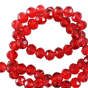 Abalorios faceteados disco 4x3mm Rojo caramelo