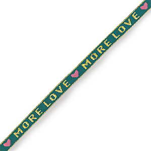Cinta con texto "more love" Azul verdoso-dorado