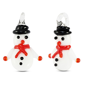 Colgantes de cristal mu&ntilde;eco de nieve Blanco-rojo-negro