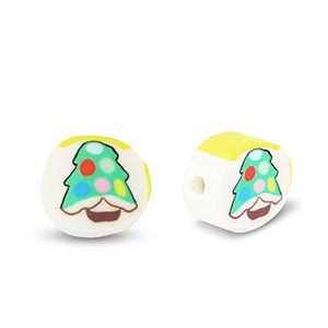 Abalorios de pol&iacute;meros &aacute;rbol navide&ntilde;o Blanco-verde