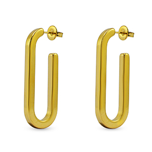 Pendientes Acero Inox criolla ovalado Dorado