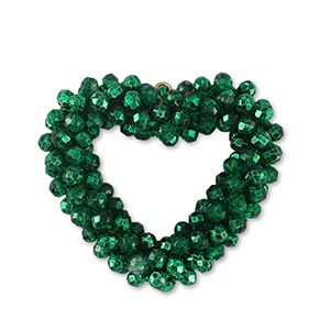 Colgantes faceteados coraz&oacute;n Verde fairway