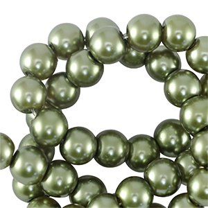 Perlas de cristal 8mm Verde lima oscuro
