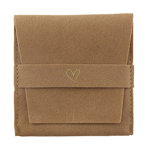 Bolso de joyer&iacute;a coraz&oacute;n Marr&oacute;n sierra-dorado