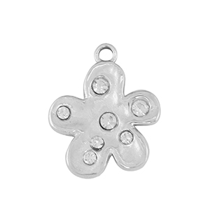 Colgantes Acero Inox flor Plateado /