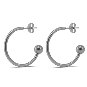 Pendientes Acero Inox 25mm Plateado