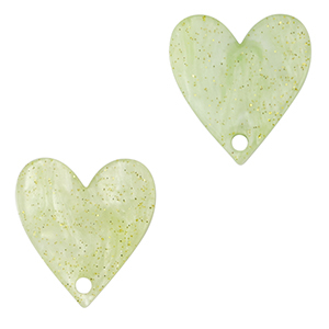 Colgantes de resina coraz&oacute;n Verde claro