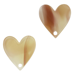 Colgantes de resina coraz&oacute;n Beige