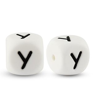 Abalorios letras de silicona Y Blanco-negro