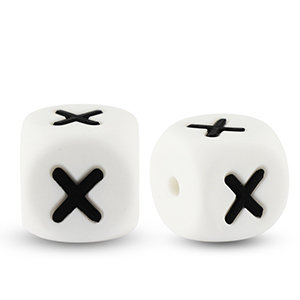 Abalorios letras de silicona X Blanco-negro