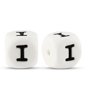 Abalorios letras de silicona I Blanco-negro