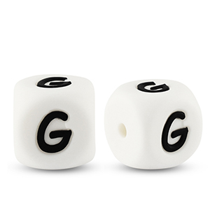 Abalorios letras de silicona G Blanco-negro