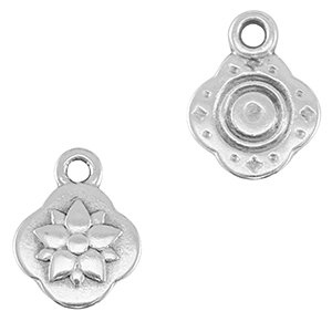 Colgantes met&aacute;licos DQ flor Plata vieja (sin n&iacute;quel)