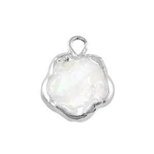 Perlas de agua dulce colgante flor Plateado-blanco natural