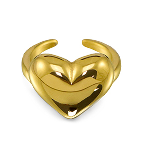 Anillos Acero Inox coraz&oacute;n Dorado