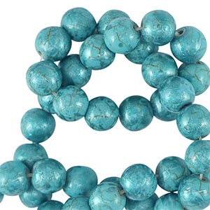 Abalorios de cer&aacute;mica 8mm Met&aacute;lico azul