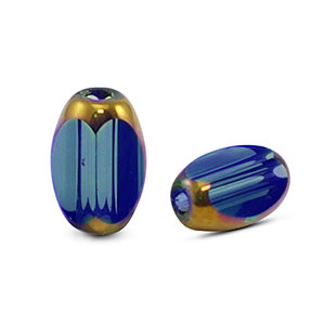 Abalorios de cristal ovalados faceteados Azul real transparente-dorado