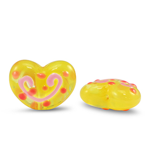 Abalorios acr&iacute;licos coraz&oacute;n Amarillo-rosa