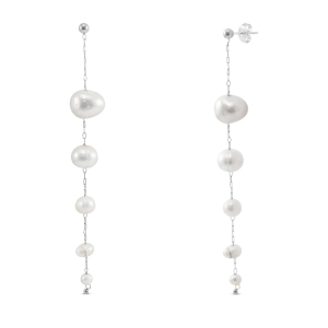 Pendientes Acero Inox perlas Plateado