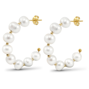 Pendientes Acero Inox perlas Dorado