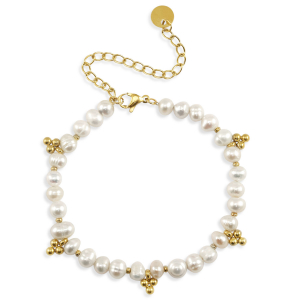 Pulseras Acero inox perlas Dorado